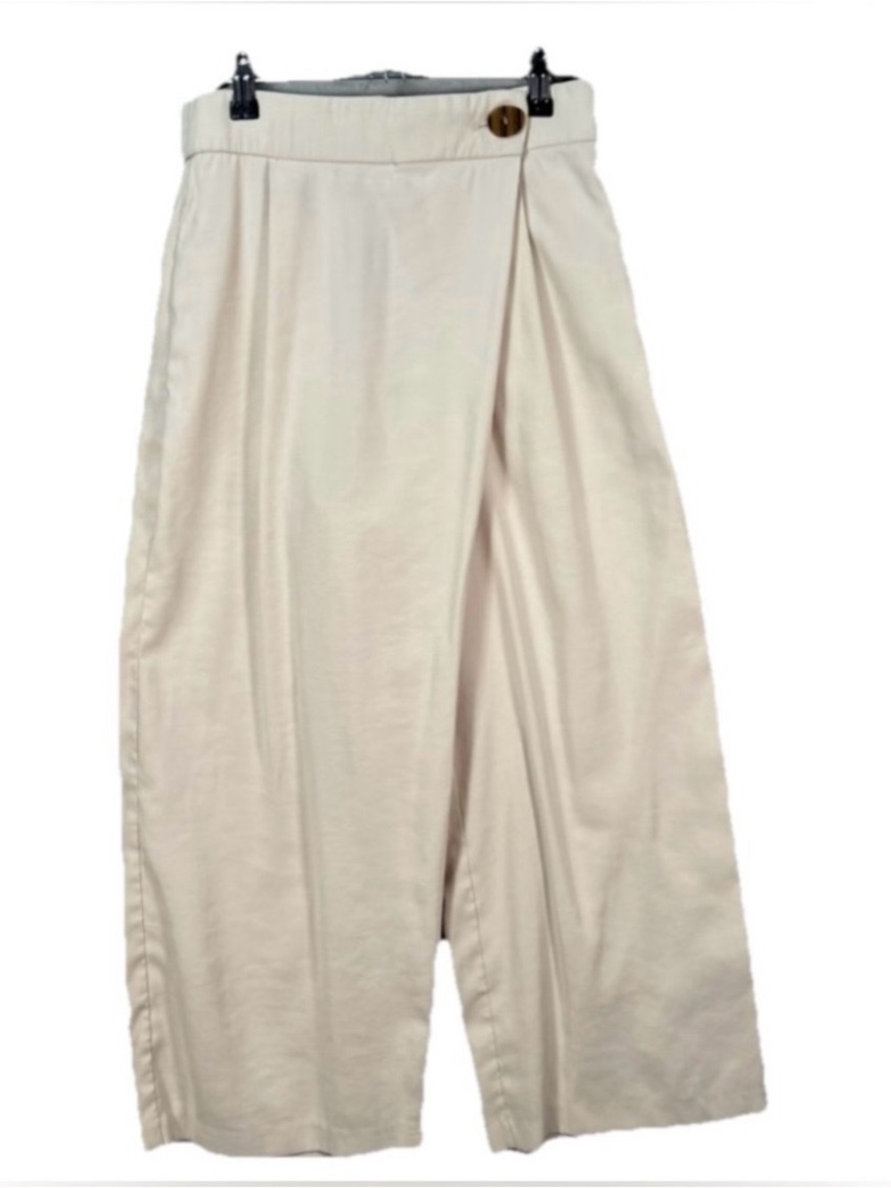 Zara Womens
Cream Wrap High-Waisted
Cropped Wide-Leg Pants
Size Large